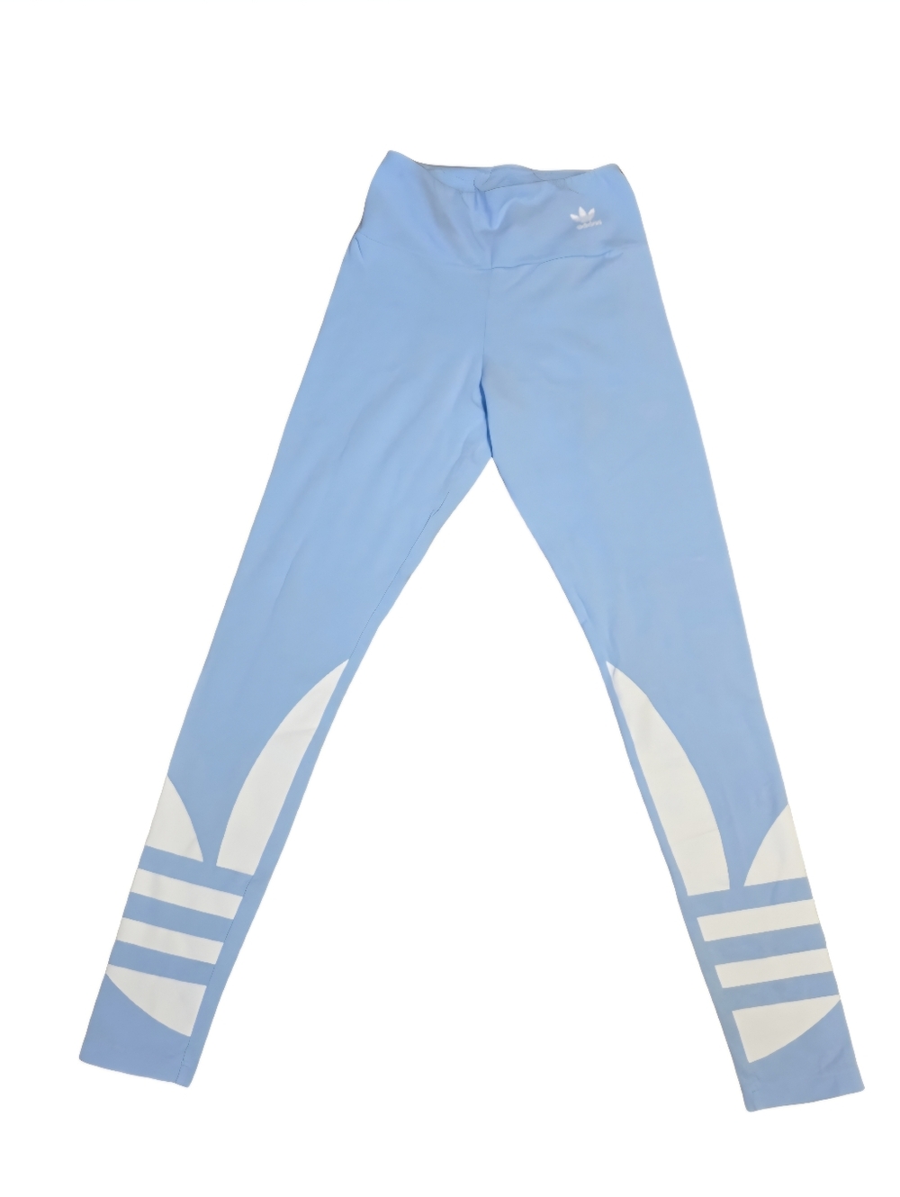 Adidas Baby Blue Leggings White Stripe Y2K Athletic High Waisted XS